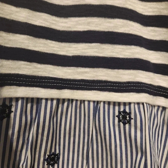 NWOT Talbots 3/4 sleeve nautical striped op & ruffled hem Size Small - Picture 2 of 6